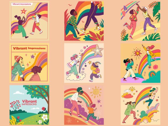 Download Vibrant Impressions Vector Set Design AI - Premium Resources